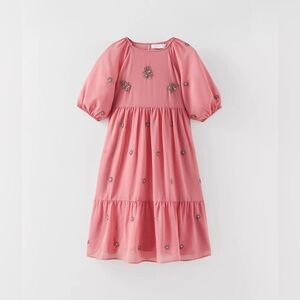 Zara girl’s shinny appliqué dress